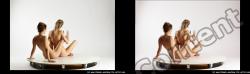 Nude Woman - Woman White Sitting poses - ALL Slim long blond Sitting poses - simple 3D Stereoscopic poses Pinup